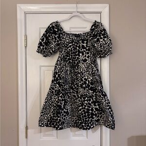 Who What Wear Black and White Patterned Dress